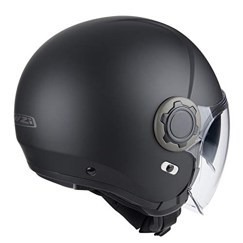NZI RINGWAY Duo Solid Negro Mate - Bluetooth Twiins HF3 Intercom Integrado - Casco de Moto Jet Abierto con Visor Solar Homologado ECE