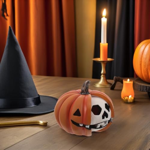 Calabaza y calavera de resina Toyvian adorno gótico resistente 6