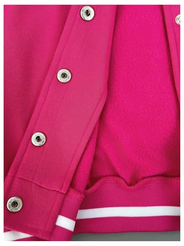 MakeMeChic Girl's Letter Print Button Down Baseball Jacket Long Sleeve Drop Shoulder Cute Varsity Jacket Coats2