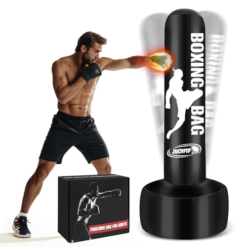 JUOIFIP Punch Bag Adult 180 cm Inflatable Punch Bag Standing Freestanding Kickboxing Bags Equipment for Training MMA Muay Thai Fitness to Use