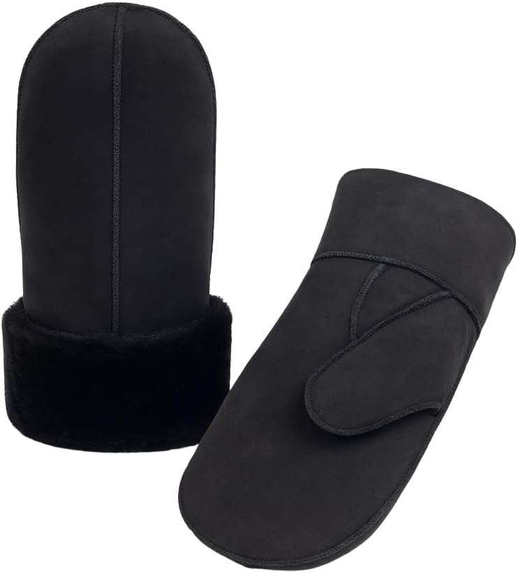 Women's Sheepskin Fur Mittens – LWG Certified Premium Shearling Leather Warm Cold Weather Winter Gloves