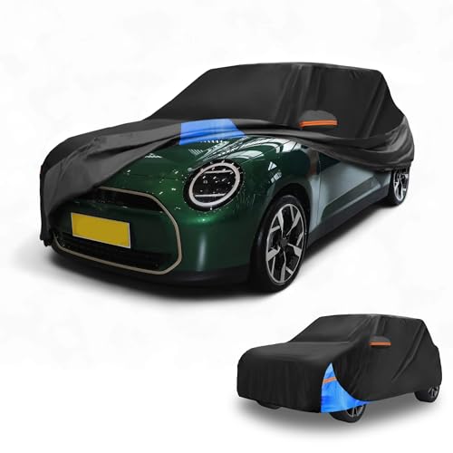Partuto Housse Voiture Étanche Toutes Saisons Extérieur Automobile Anti-UV Soleil Pluie Protection Complète pour BMW pour Mini Cooper 02-21 210D Oxford Cloth Noir Bleu Bande Réfléchissante
