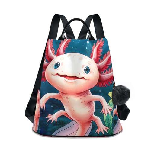 Sac à dos aquarelle Axolotl avec pompon fantaisie chic