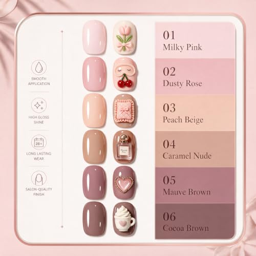 Image of Beetles Neutral Gel Polish Set, Clean Girl Pink, 6 Nude Gel Polish Colors