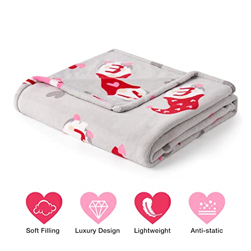 Cozy Bliss Love Heart Blanket Gnome Blanket Gift For All Soft Ultra Soft Throw Blanket Gnome Pattern With Hearts Gift Blanket For Her Gift Best Birthday Gifts Throw Blanket (Gnome Love, 50" X 60") #TOP6