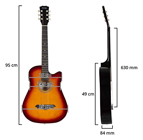 Rocktile WSD-5C-SB Slim Line Set de guitare folk Sunburst - Les Beatles, Paul McCartney, John Lennon, RIngo Starr, George Harrison Rocktile WSD-5C-SB Slim Line Set de guitare folk Sunburst – Image 7