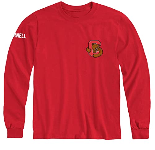 Ivysport Cornell University Long Sleeve T-Shirt Mascot Logo 100% Cotton Red Long Sleeve T-Shirt X-Large