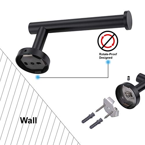 TASTOS Matte Black Toilet Paper Holder SUS304 Stainless Steel, Modern Round Tissue Roll Holders Wall Mount, Toilet Paper Roll Dispenser Bathroom 5 inch TP Holder for Kitchen Washroom by TASTOS - Used condition - Image 8