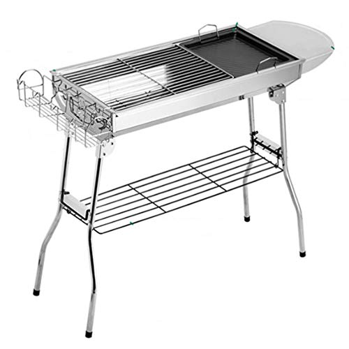 Tragbarer Grill, Outdoor-Holzkohle Grill Großen Dicken Edelstahl Klappgrill, Separate Braten Und Grillen, Leicht Zu Reinigen, Sicher Und Stabil