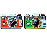 Charmart Camera Lapel Pin 2 Piece Set Rainbow Digital Camera Brooch Pins Accessories Badges Gifts