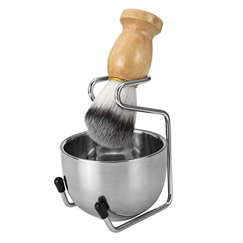 CCbeauty Men s Wet Shaving Kit, Badger Hair Shaving Brush, Stainless Steel Shaving Stand, Shaving Bowl & Razor Holder, 3 Pieces