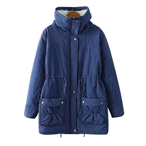 Aro Lora Women's Winter Warm Faux Lamb Wool Coat Parka Cotton Outwear Jacket with Pocket US Medium Navy