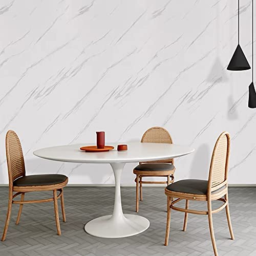 Glossy Marble Paper Granite Gray/White Wallpaper Peel And Stick Wallpaper Self Adhesive Removable Wallpaper 15.8″ ×118″ Waterproof Countertop Paper For Cabinet Countertop Furniture Kitchen Viny Film #TOP6