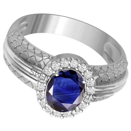 Saphir bleu de Ceylan bague réglable d'exception 14 carats non traité