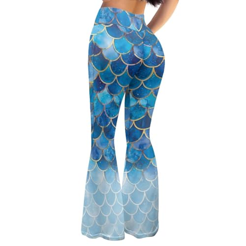 ELEDIZI Mermaid Pants for Women High Waisted Leggings for Women Tummy Control Butt Lifting Yoga Pants Flare Bell Bottom Bootcut Leggings for Casual Gym Workout Running Pilates,XL