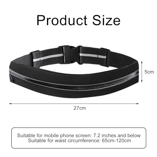 Enreluya Lauftasche, Schlanker Laufgürtel, Laufgürtel für Handy, Für Workouts, Übungen, Radfahren, Spaziergänge, Reisen und Outdoor, Schwarz