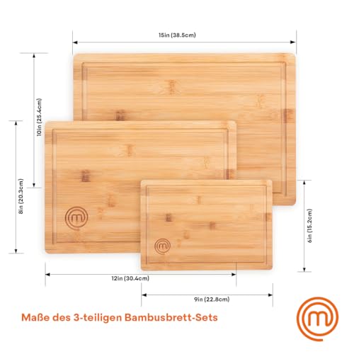 MasterChef Schneidebretter Holz, Schneidebrett Set mit 3 Bambus Holzbrett – Ansicht 6