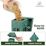 Kingsyard Rainproof Bird Feeder for Outdoor Hanging - Recycled Plastic Wild Bird Feeder with 4 Metal Ports, Garden Yard Decorations for Cardinals Finches | Rustproof Metal Feeding Ports, Outdoor Hanging, Garden Yard Decoration for Bluebird Cardinal,