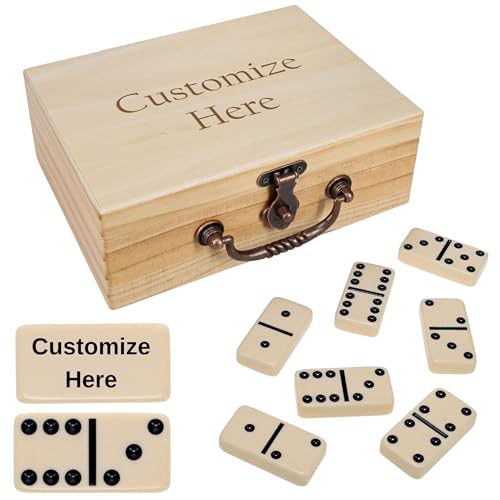 Set de Dominó Double 6 con Caja de Madera Personalizable