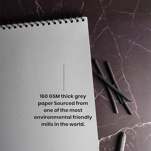 Image of Scholar Gravel Sketch Pad - 160 GSM Grey Toned Drawing Paper | Premium Artist Sketch Pad for Shading, Highlights, Pencil, Charcoal, Pastel & Figure Drawing Practice (Square)