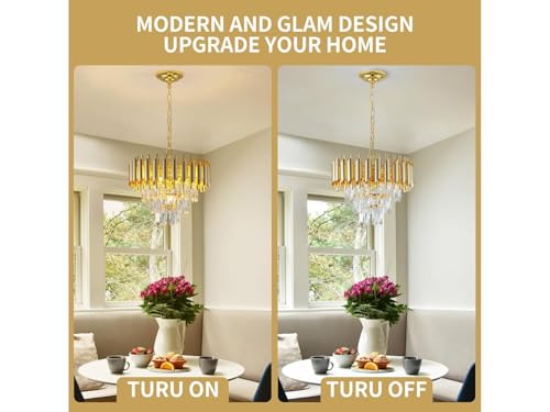 Image of Modern 3-Tier Crystal Chandelier Decorative Pendant Crystal Jhumar | for Home| Chandelier for Restaurant | Jhoomar for Hotel | Light Fixture (Gold, 300MM) A
