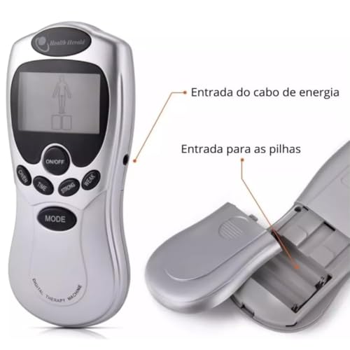 Aparelho de Massagem por Choque TENS e FES com 4 Eletrodos - Massageador Muscular Portátil para Alív