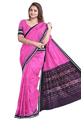 Image of Odisha Sambalpuri Handloom Ikat Women's Cotton Saree, Odisha Handloom Handmade Pure Cotton Khandua Saree, Ikkat Orissa Traditional Handloom Saree Without Blouse