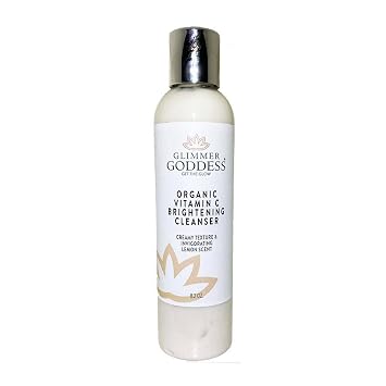 GLIMMER GODDESS Organic Vitamin C Facial Cleanser with Aloe & Jojoba Hydrating & Refreshing, 8 oz
