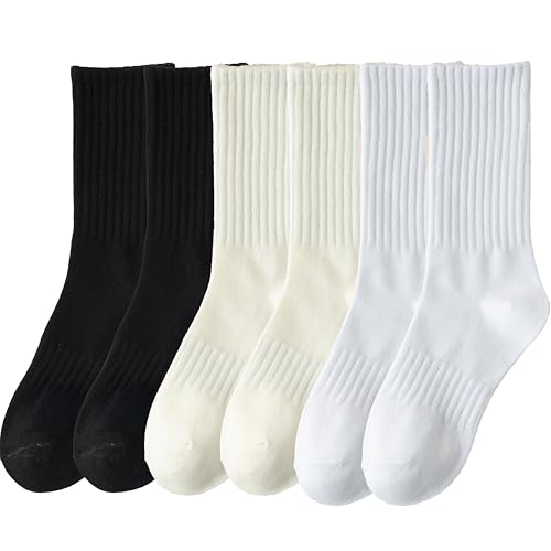 Cotton Ribbed Athletic Running Socks Sports Socks Arch Support Breathable Cushioned Socks for Men Women (6 Pairs)