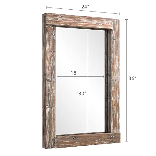 Barnyard Designs 24X36 Dark Wood Farmhouse Wall Mirror, Wooden Large Rustic Wall Mirror, Bedroom Mirrors For Wall Decor, Decorative Wood Wall Mirror Living Room Or Bathroom Vanity, Brown #TOP3