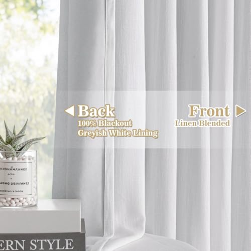 Image of MYSKY HOME White Blackout Curtains 108 inches Long Pinch Pleated Curtains for Living Room Bedroom 100% Room Darkening Black Out Window Drapes with Hooks Back Tab, 40 inch Wide per Panel, 2 Pieces