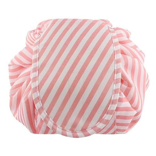 Image of Maharsh Women's Convenient and Waterproof Multifunction Portable Lazy Travel Cosmetic Storage Makeup Organizer Toiletry Bag with Drawstrings (Pink Lining)