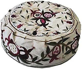 Yair Emanuel Hat - Embroidered - Pomegranates White