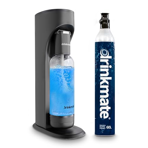 Image of Drinkmate OmniFizz Sparkling Water Maker & Soda Streaming Machine | Carbonates Any Drink | STARTER KIT | Includes One 60L CO2 Cartridge + One BPA-Free Bottle (Matte Black)
