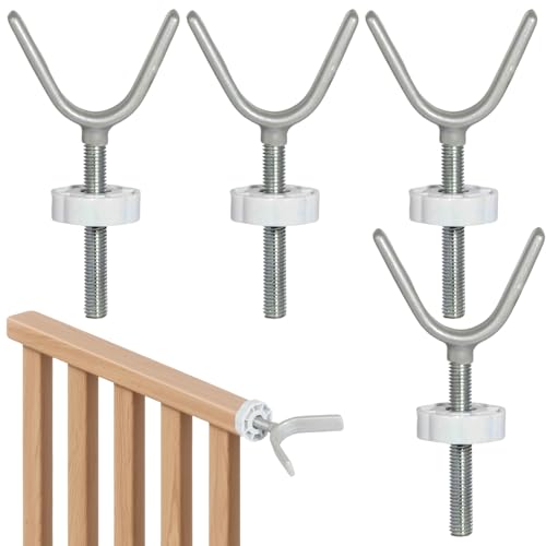 Huehkir Kit De Montaje para Barandillas De Puerta Infantil,4 Piezas Sujetador para Barrera De Escalera - Protección Infantil Y Mascotas para Escaleras Balcón Pasillo Exteriores