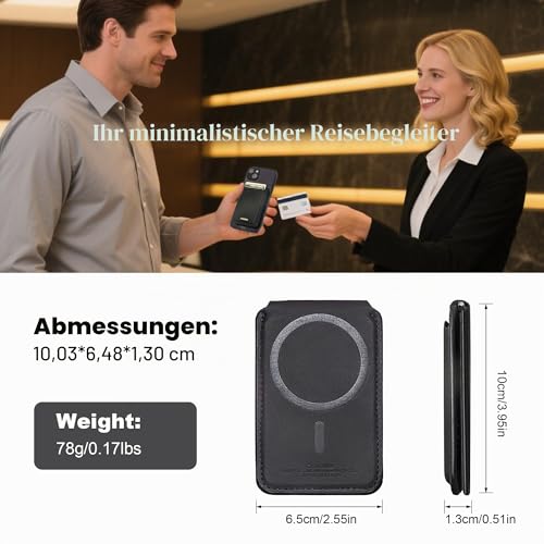 WIWU MagSafe Wallet 5 Kartenhalter mit Verstellbarem Ständer RFID Blockierend Stark Magnetisch Ultradünn Reise Magsafe Portemonnaie für iPhone 16/15/14/13/12 Serie Android