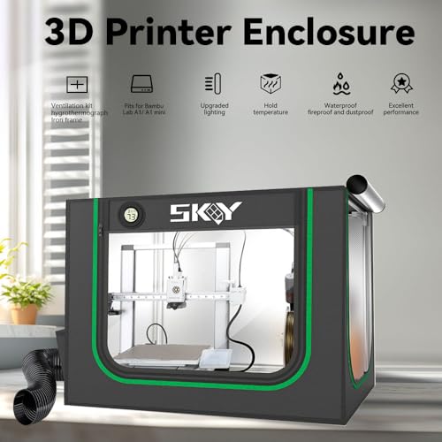 Skouphy 3D Printer Enclosure with LED Light, Smoke Exhaust Kit, Thermo-Hygrometer,Fireproof Dustproof Tent Constant Temperature for Bambu Lab A1,Eufymake E1 UV Printer Alternate view