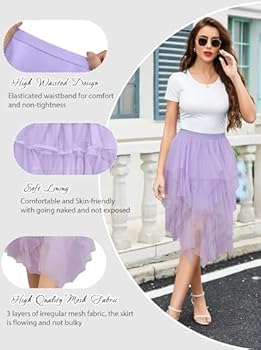 Wikoan dames tule rok, meerlagig gaas, dames plooirok, stijlvol, hoge taille, getailleerde rokken, onregelmatig A-lijn, prom party tutu rok, zomerrok S-XXL, lichtblauw, S