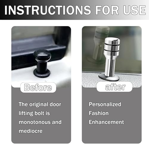 4 Pcs Car Door Lock Knobs Decor, Vehicle Interior Aluminum Alloy Replacement Pull Pins with Smooth Surface, Universal Sturdy Inner Vehicle Pins Fits for Most Automotives Trucks and Vans (Silver)