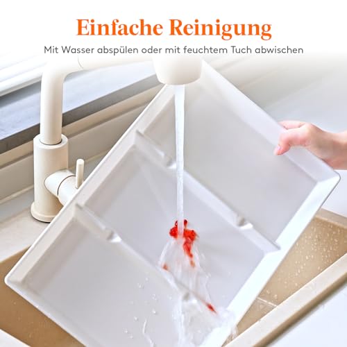 Foto von Lifewit Geteiltes Serviertablett, Plastik, 4 Stck. weiß, wiederverwendbare Tabletts für Speisen, Tee/Getränke/Snacks Tablett für Küche, Bar, Restaurant, 38,1 x 25,4 cm