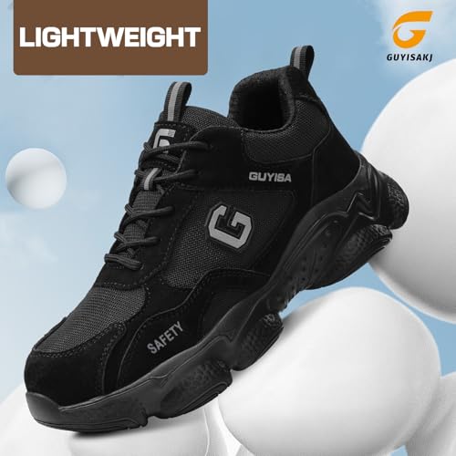 Image of Steel Toe Shoes for Women and Men, Lightweight Safety Work Shoes, Puncture Resistant Cushioned Low Top Work Sneakers for Warehouse Factory Construction