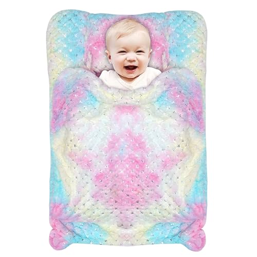 Image of Baby Mattress Set New Born Baby Sleeping Combo 4 Pcs Bedding Rainbow Eyes and Pink Colour (Multicolor)