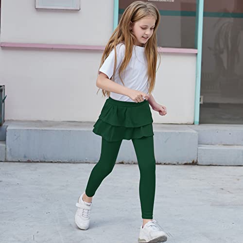 Image of BOOPH Little Girls Leggings with Ruffle Tutu Skirt Kids Uniform Pants | Footless Tights 4-14 Year