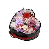 Qutawua Preserved Roses Heart Shape Box Valentines Day Gifts for Her Mothers Day Forever Flowers (Multicolor-red, One Size)