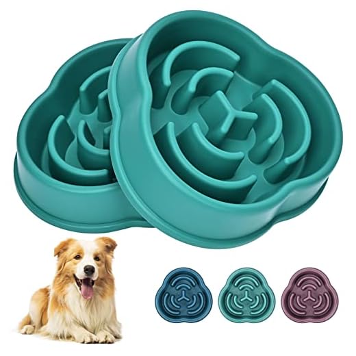 Slow Feeder Dog Bowls for Small Medium Dog, Puzzle Slow Feeding Pet Bowl with Anti-Slip Shim for Puppy Dog, Non-Toxic Preventing Choking Healthy Slower Food Feeding Dishes (2pc Green)