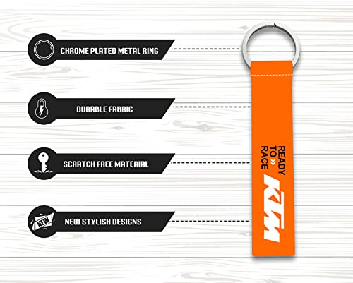 Image of woopme 1Pcs Ready To Race Ktm Lanyard keychain Holder Compatible For Bikes Riders Men's Women's Key Holder Key Tag Multicolored (6 x 1 Inches)