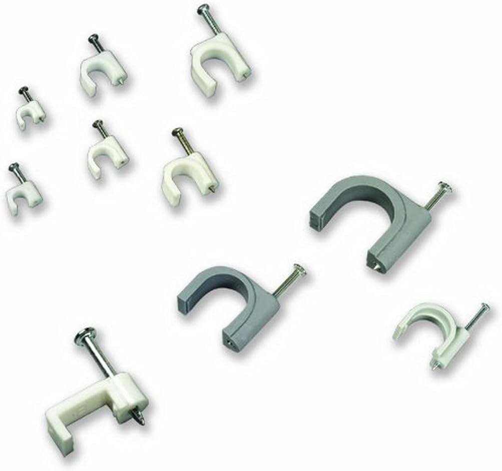 Electraline 60710 Graffette Per Fissaggio Cavi - Diametro 6 Mm - 80 Pezzi - Colore Bianco
