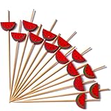 PuTwo Cocktail Picks Handmade Bamboo Toothpicks 100pcs 4.7” in Watermelon Decor