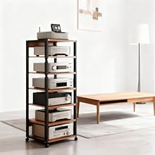 【Versatile Storage Solution】This 7-Tier Cabinet features adjustable shelves, allowing you to personalize your storage space for various needs. Ideal for organizing Media Players, Gaming Consoles, and other Entertainment Center Components, it combines...