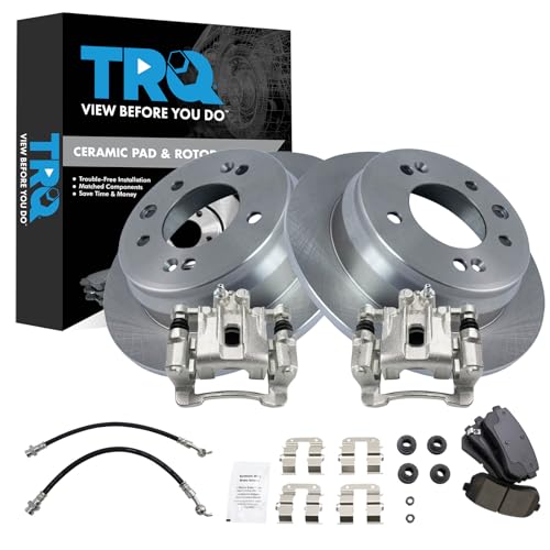 Image of TRQ Rear Brake Pad and Rotor Set Ceramic Calipers Compatible with 2010-2015 Hyundai Tucson 2011-2016 Kia Sportage